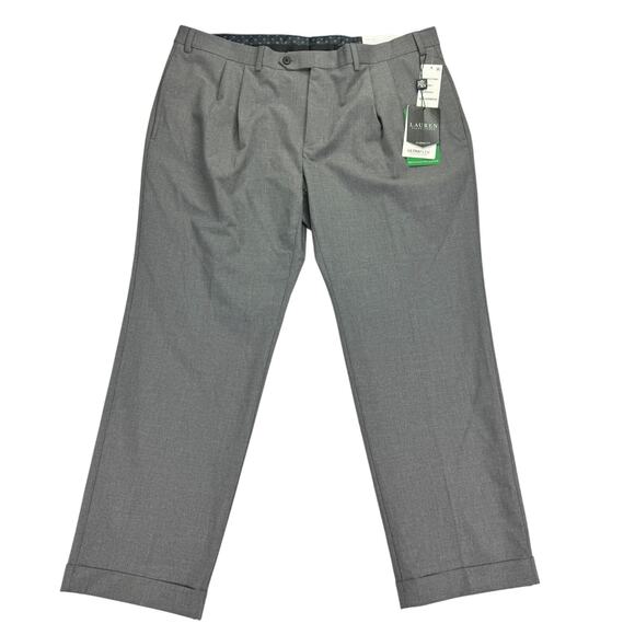 Lauren Ralph Lauren Mens Nibbs Pleated Cuffed Classic Fit Dress Pants Gray 40x29
